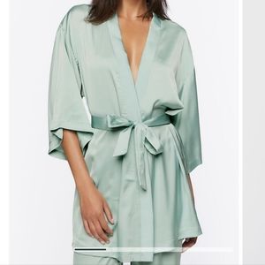 Sage satin robe